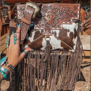 Haute Southern Hyde Cowhide Leather Fringe Purse